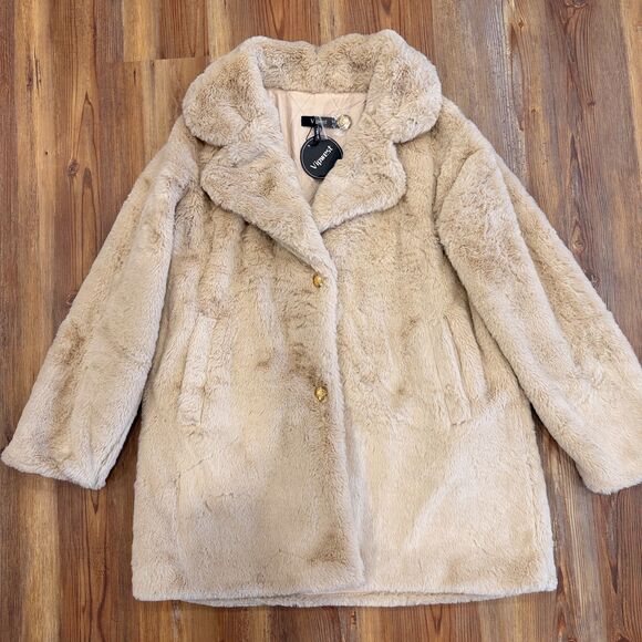 NWT Vipwest Faux Fur Tan Beige Teddy Coat - Size S - Picture 4 of 8
